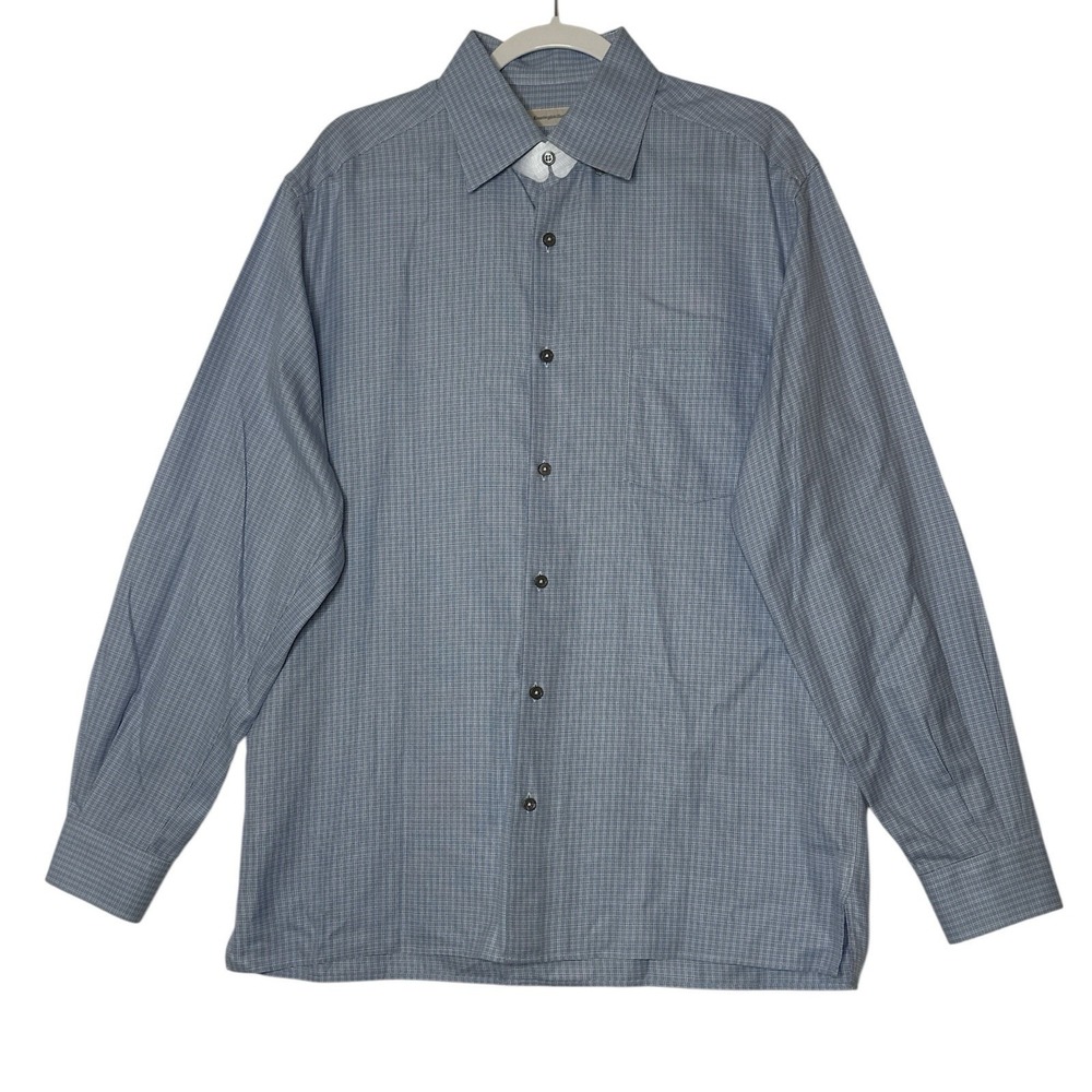 Ermenegildo Zegna Shirt Men's Large Cotton Long Sleeve Button Down Designer NWOT
